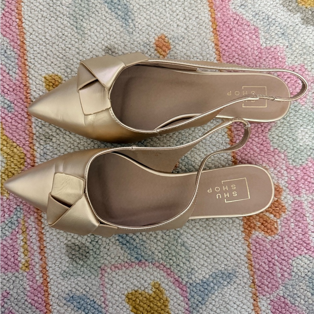 ShuShop Gold Women's Slingback flats